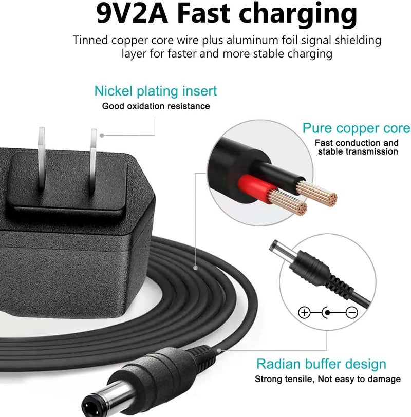 BCWJ NETS 9V AC/DC Power Supply Adapter for Boss, Dunlop, Danelectro, DigiTech, Electro Harmonix, TC Electronic, Zoom Guitar Multi Effects Pedal - Compatible with a Wide Range of Electronic Effects Pedals. - Image 2